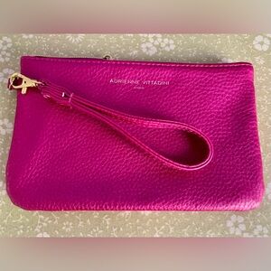 Adrienne Vittadini Hot Pink Leather Wristlet Clutch